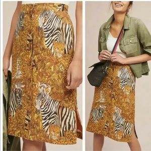 Maeve by Anthropologie Animal Print Midi Skirt 12